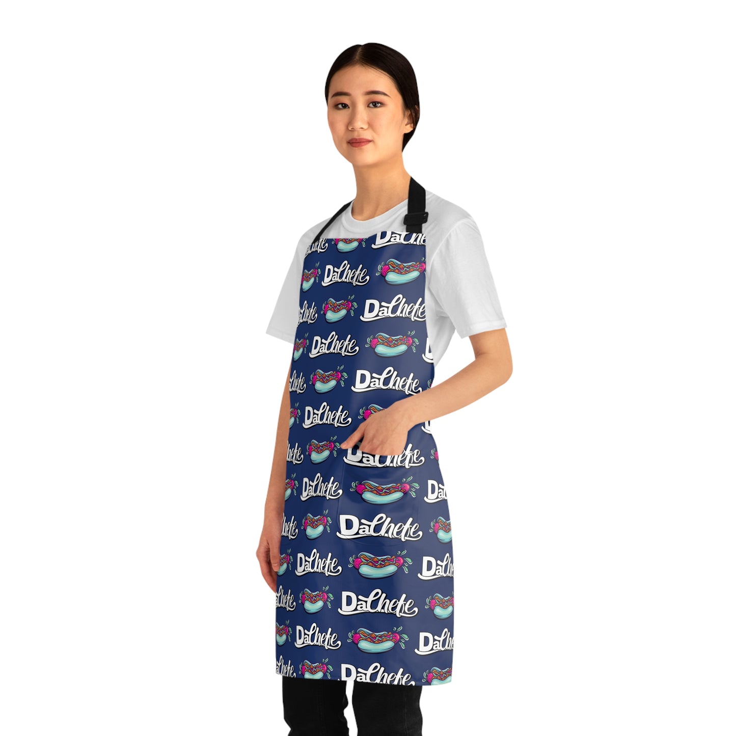 "Da Chefe Logo & Hot Dog" Dark Blue All Over Apron