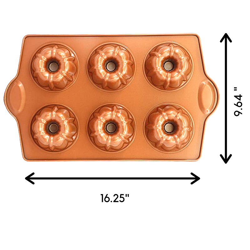 Mini Fluted Tube Pan - 6 Cavity Toxic Free NONSTICK Pan - Organic Premium Coating