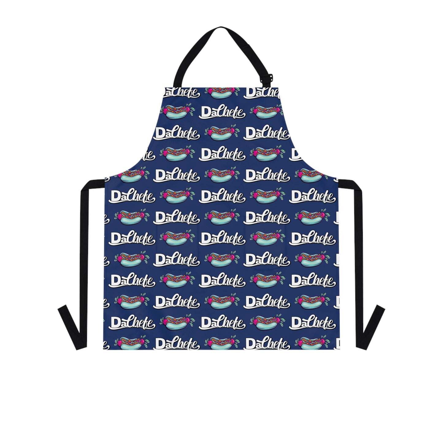 "Da Chefe Logo & Hot Dog" Dark Blue  All Over Apron