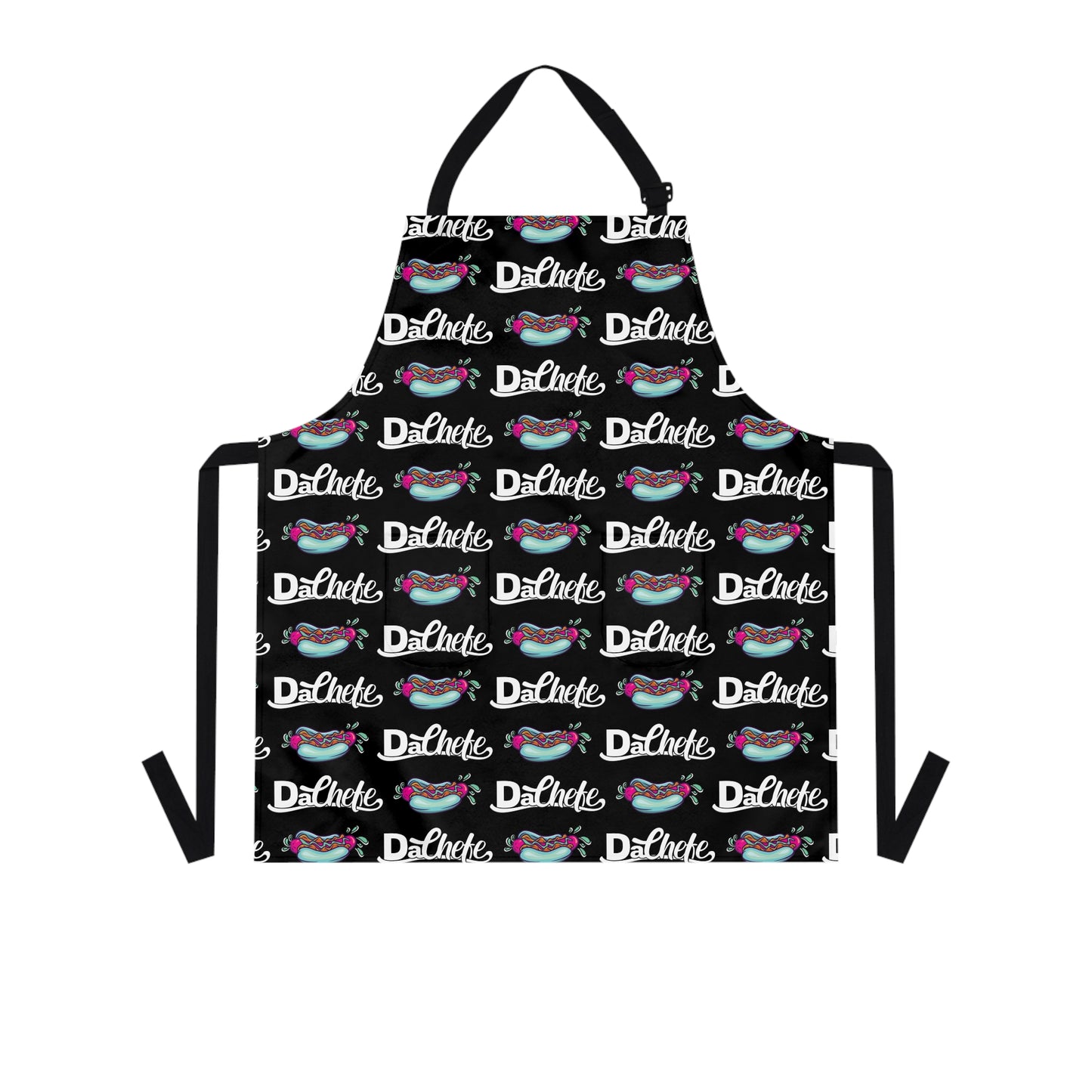 "Da Chefe Logo & Hot Dog" Black All Over Apron